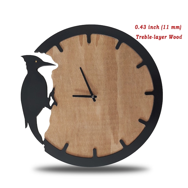 Horloge murale pic, 20 pouces, 50 cm, décoration d'intérieur moderne, grande horloge murale en bois, décoration de salon, horloge en bois, horloge murale de cuisine