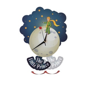 The Little Prince Pendulum Wall Clock, Kids Children Wall Clocks for Bedroom, Swinging Clock, Disney Silent Clock For Girls and Boys