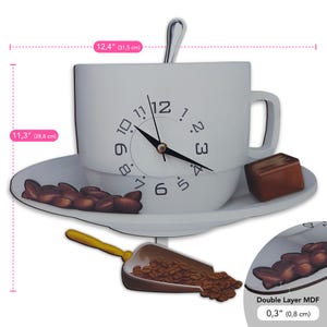 Coffee Cup Swinging Wall Clock, Kitchen Pendulum Wall Clock, Cafe Kitchen Wall Decor, 3D Wooden Wall Clock, Decorative Wall Clock. image 12