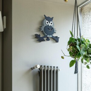 Swinging Tail Owl Wall Clock, Kids Wooden Silent Clock image 16