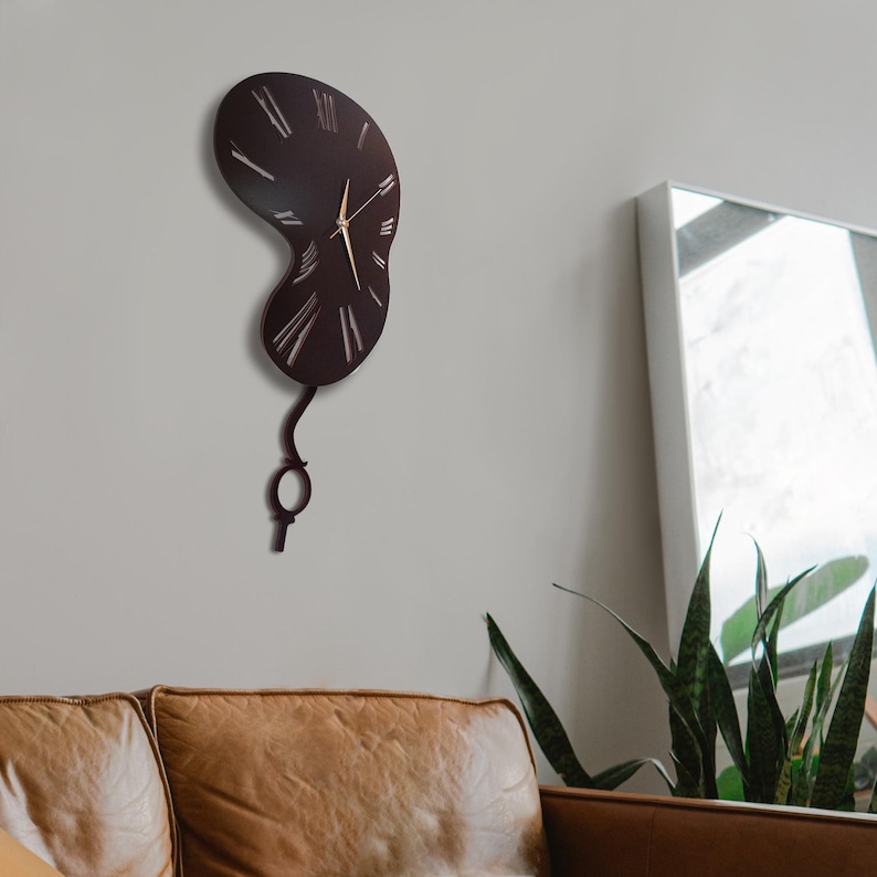 Salvador Dali Melting Clock - Surreal Wall Clock for Home Decor, Unique Pendulum Design, Decorative Clock for Living Room Bedroom Office. image 5