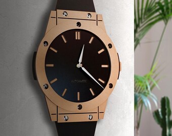 Vintage jaren 80 jaren 90 wandhorloge grote wandhorloge slingerklok in de vorm van een nieuw geel en blauw horloge Etsy Nederland