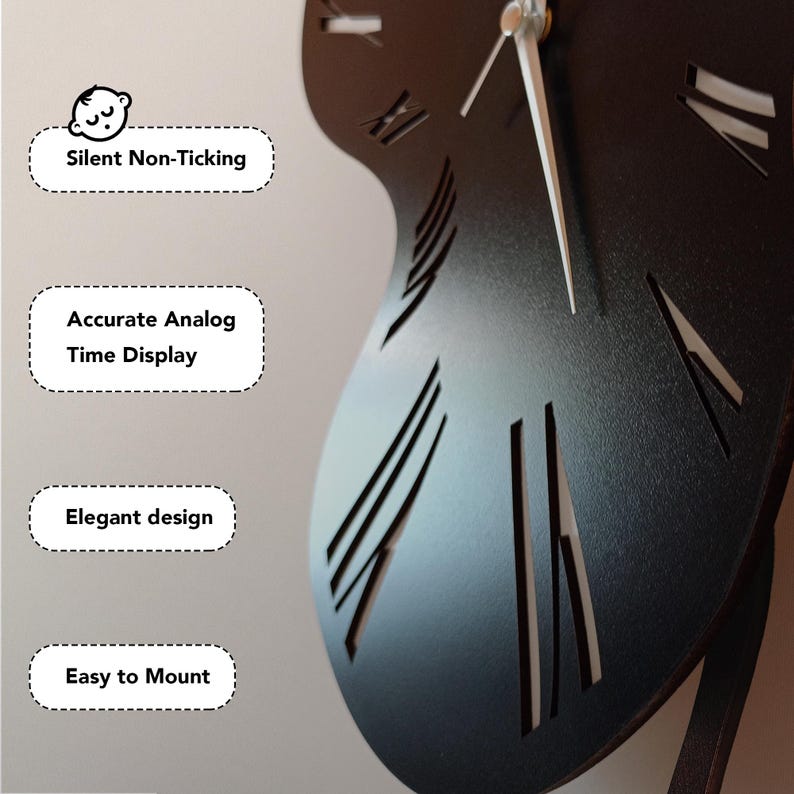 Salvador Dali Melting Clock - Surreal Wall Clock for Home Decor, Unique Pendulum Design, Decorative Clock for Living Room Bedroom Office. image 4