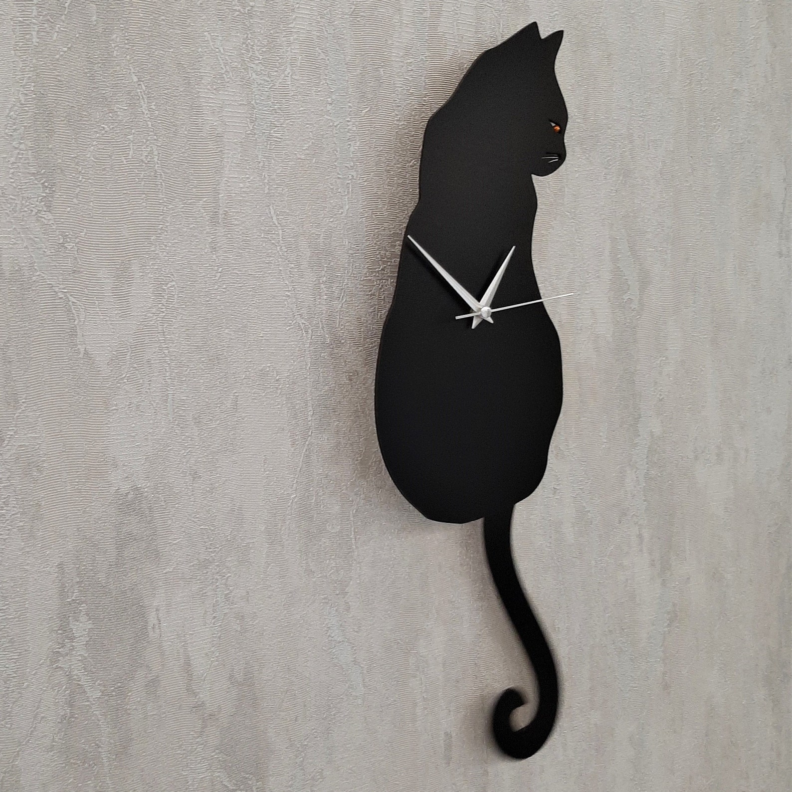 Black Cat Pendulum Wall Clock Cat Clock Cat Clock With Etsy