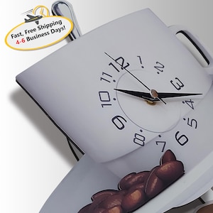 Coffee Cup Swinging Wall Clock, Kitchen Pendulum Wall Clock, Cafe Kitchen Wall Decor, 3D Wooden Wall Clock, Decorative Wall Clock. image 13