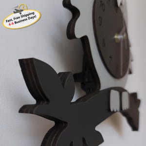 Swinging Tail Owl Wall Clock, Kids Wooden Silent Clock image 5