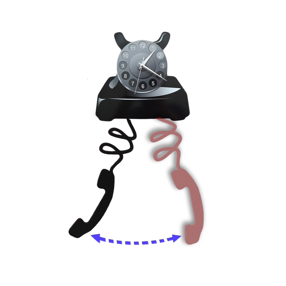 Vintage Rotary Dial Phone Wall Clock With Swinging Cord, Retro ...