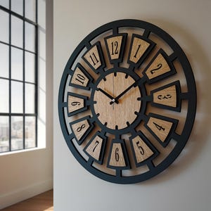 Large Wood Wall Clock Personalized Custom Text Engraving Rustic Home Decor Gift