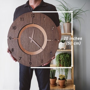 Oak Veneer Large Wall Clock, 20 Inches 50 Cm, Mirrored Plexiglass ...