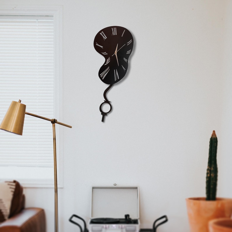 Salvador Dali Melting Clock - Surreal Wall Clock for Home Decor, Unique Pendulum Design, Decorative Clock for Living Room Bedroom Office. image 3