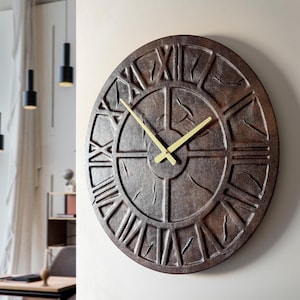 Large Leather Cover Wall Clock Roman Numeral Rustic Handmade Unique Home Decor Gift 20 inches 50 cm