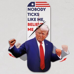 Donald Trump Wall Clock, Funny Dancing Trump Pendulum Clock,  Trump Dance Swinging Wall Art,  Trump Quote Home Decor, Republican Gift Idea.