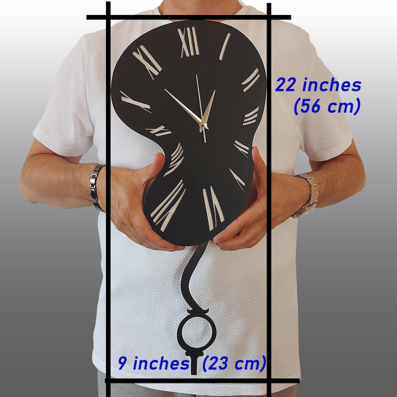 Salvador Dali Melting Clock - Surreal Wall Clock for Home Decor, Unique Pendulum Design, Decorative Clock for Living Room Bedroom Office. image 7