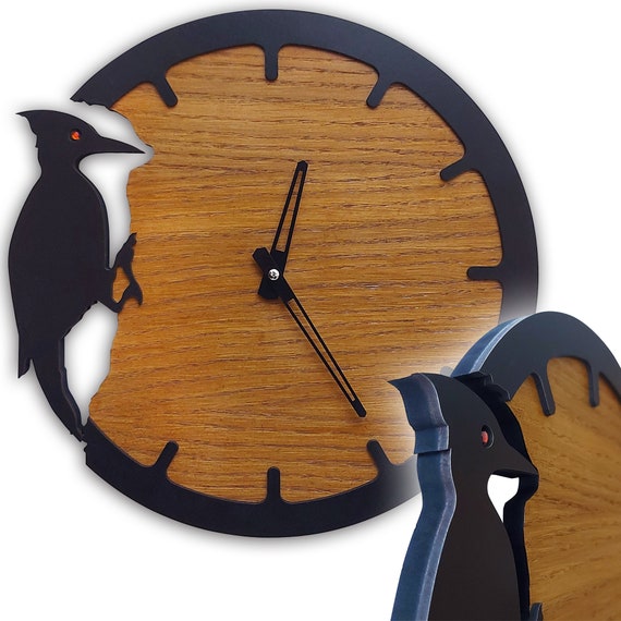 Wooden Woodpecker Wall Clock, Modern Home Decor, Kitchen Decor Wall Clock,  Living Room Decor, Living Room Wall Clock 