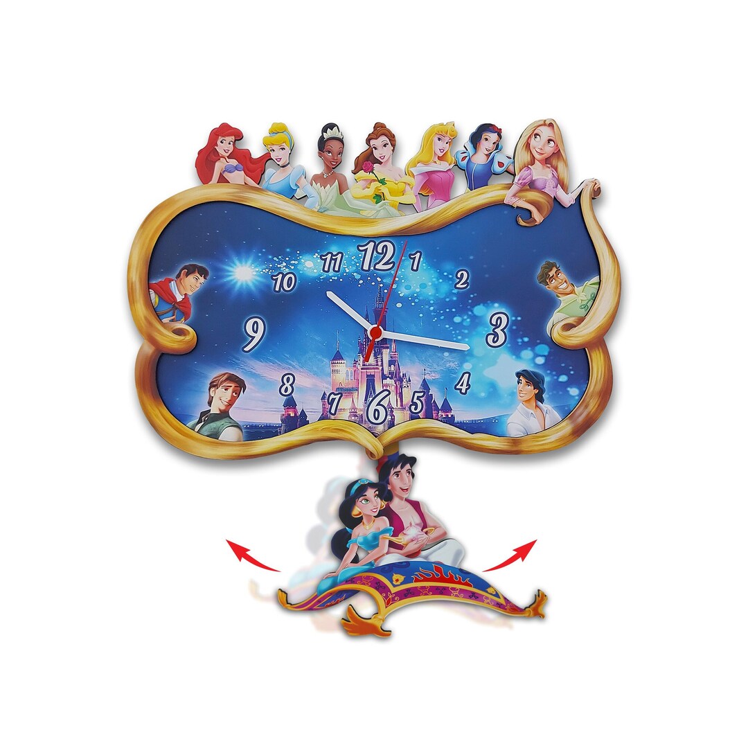 Prinz und Prinzessin schwingende Wanduhr, Disney Prinzessinnen-Thema-Pendel-Wanduhr,  Mädchen-Raum-Wand-Kunst-Dekor, Prinzessin Mädchen-Schlafzimmer-Dekor - Etsy  Österreich, image size:1080x1080
