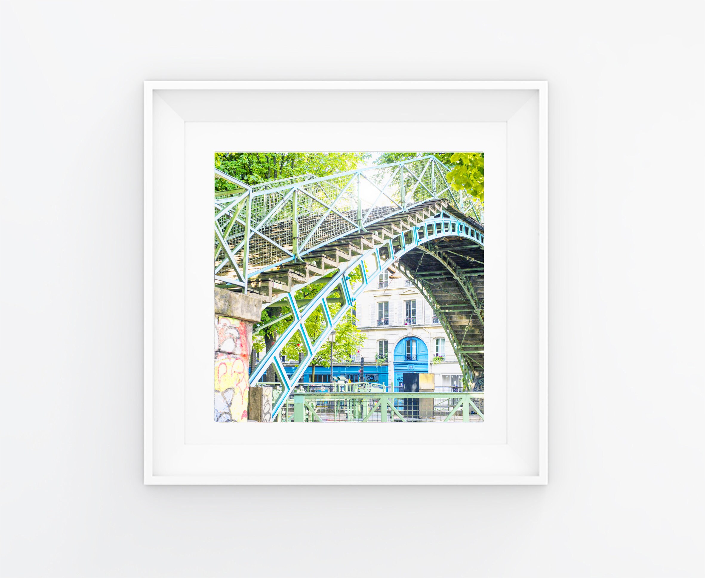 Pont sur La Canal St Martin, Photo de Paris 10x10cm, Décoration Intérieure, Impression Fine Art, Wal