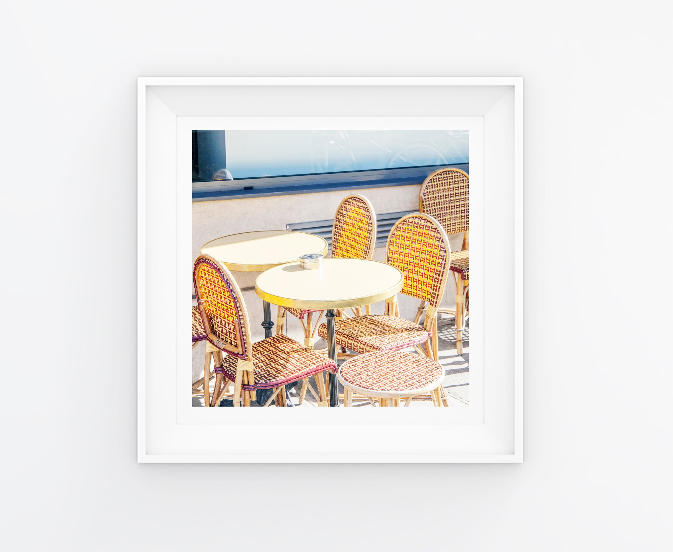 Chaises et Tables Bistrot, Photo de Paris 10x10cm, Décoration Intérieure, Impression Fine Art, Wall 
