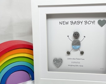 Personalised New Baby Pebble Picture