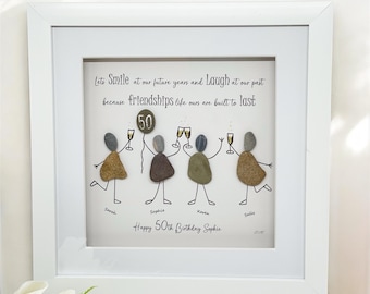 Personalised Friendship Picture, Pebble Art for a Friend Birthday, Christmas or Thank you Gift