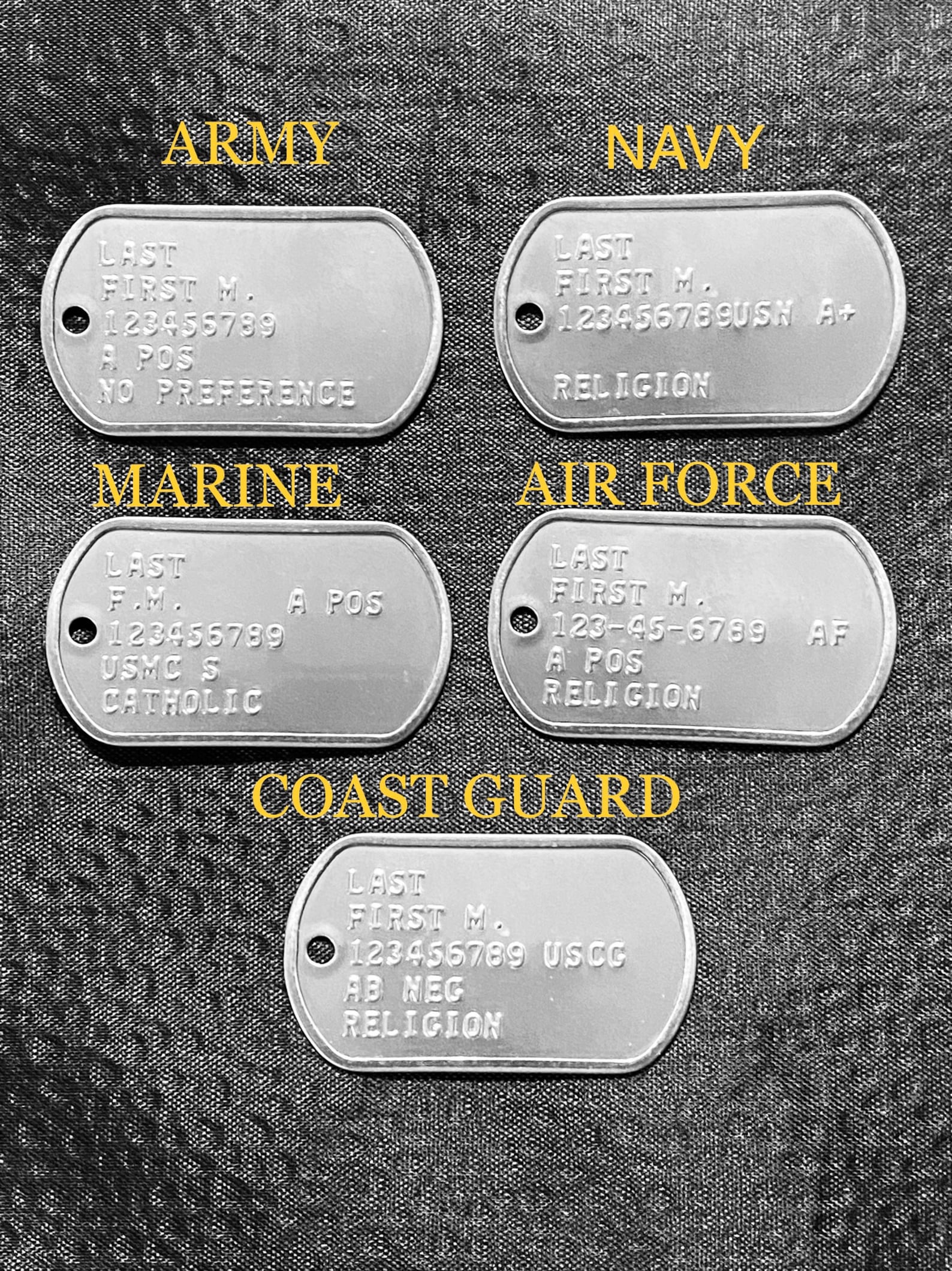 Army Identification Tags Army Dog Tags Etsy