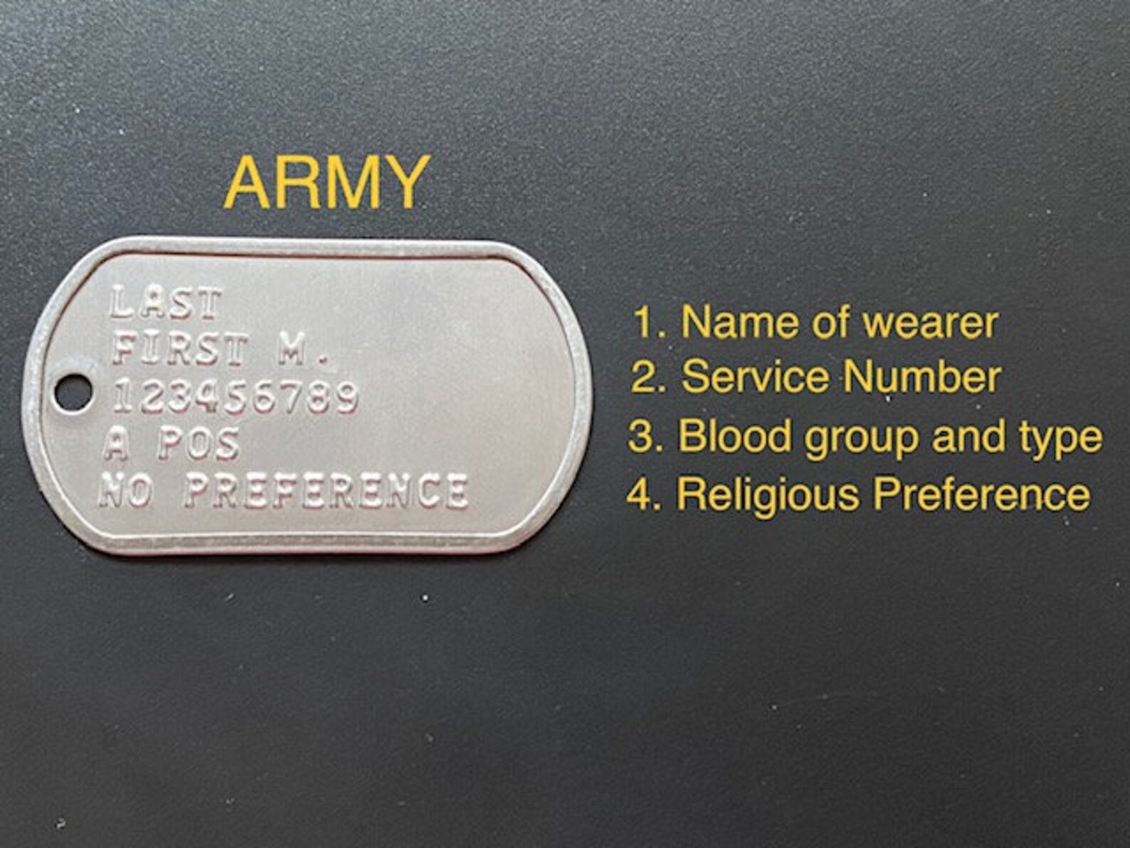 Army Identification Tags Army Dog Tags Etsy