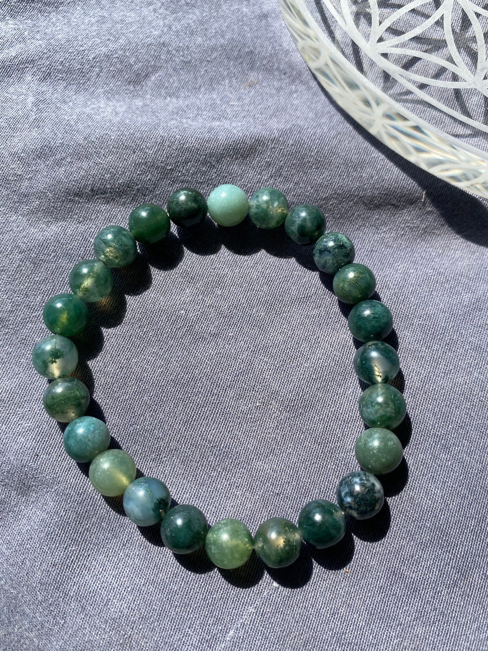 Moss Agate Bracelet 8MM Handmade | Etsy