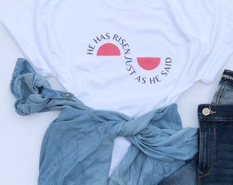christian easter tee, cute easter shirt, resurrection sunday shirt, trendy easter tees, spiritual shirt, he is risen tee, christian shirts