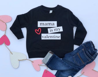 Mamá es mi camisa de San Valentín, camisa de Vday para niños, camisa para niños de San Valentín, camisa de San Valentín linda, camiseta de Vday para bebés, VDAY T