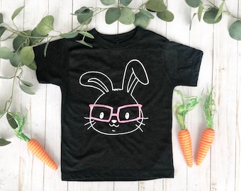 easter bunny shirt, kids easter shirt, kid bunny shirt, children's spring shirt, cute kids easter shirt,kids easter shirt,bunny with glasses