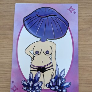 A5 Amethyst Pilz Dame Druck // trippy art // Pilz // psychedelisch //