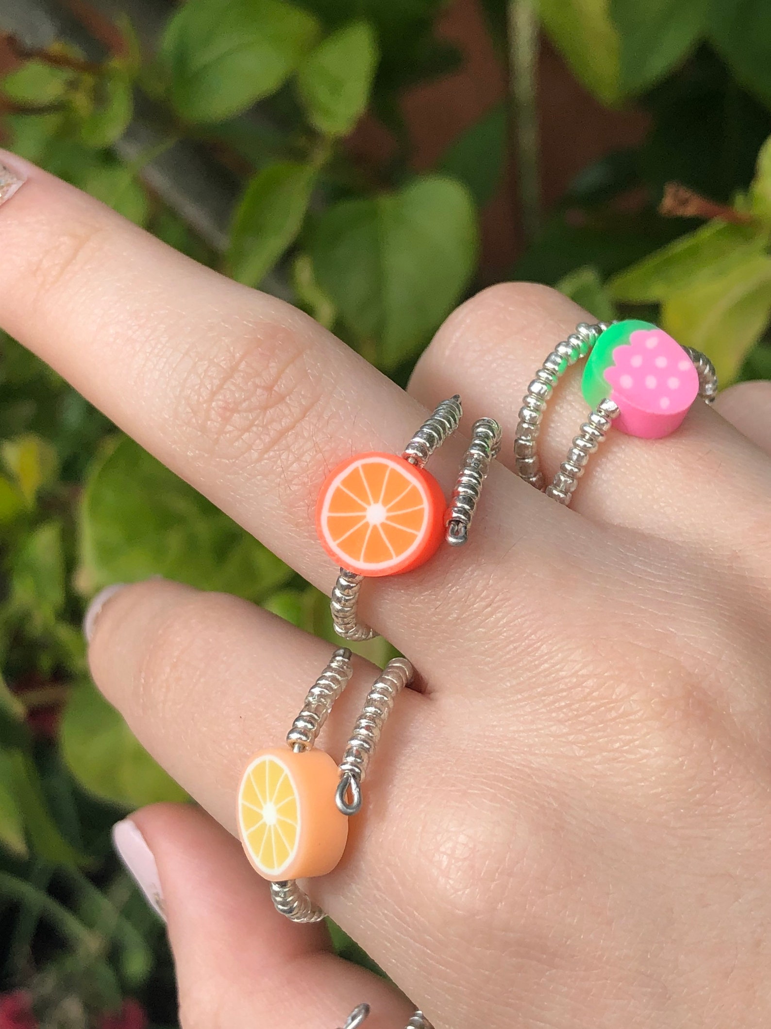 Fruit Adjustable Rings Trendy Rings Beaded Adjustable Etsy