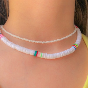 ★HAS★ HSU020 Summer beads necklace Summer necklace with colorful beads in stainless steel