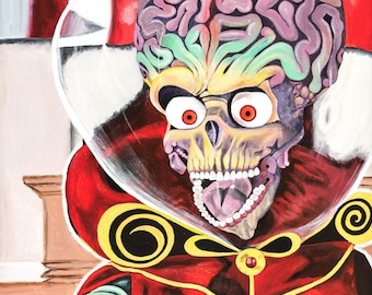 Mars Attacks Acrylic Painting, Signed & Framed, 20x24