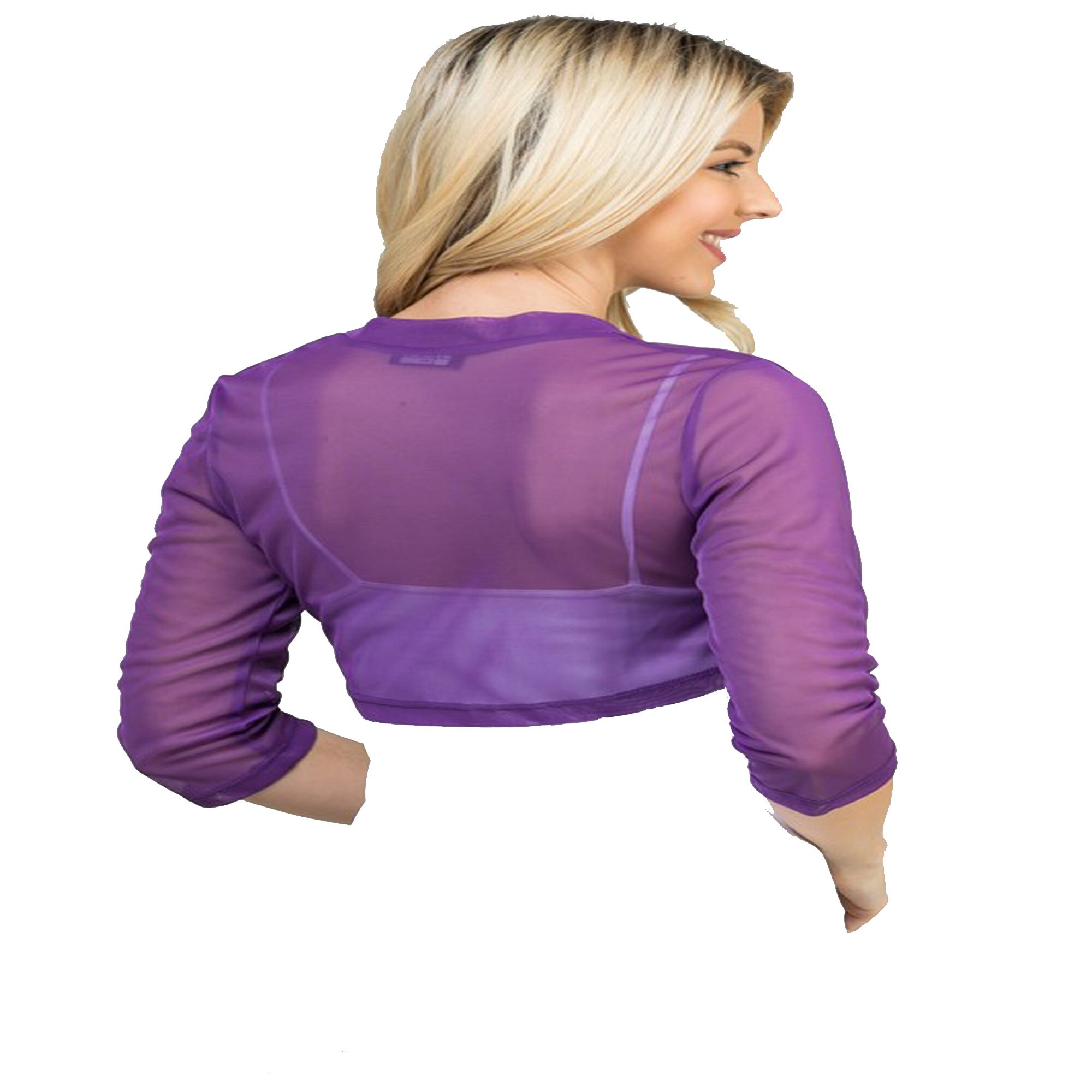 Violet Tulle Long-sleeved Evening Bolero Jacket, Purple