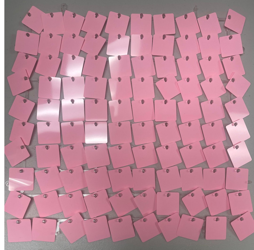 36 Baby Pink 12x12 Shimmer Sequins Wall Panels Clear Back Backdrop