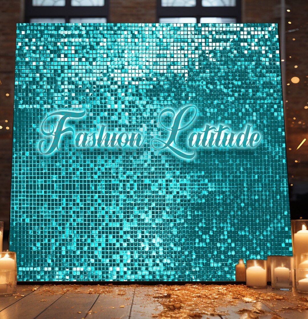 36 Turquoise Blue 12x12 Shimmer Sequins Wall Panels clear Back for