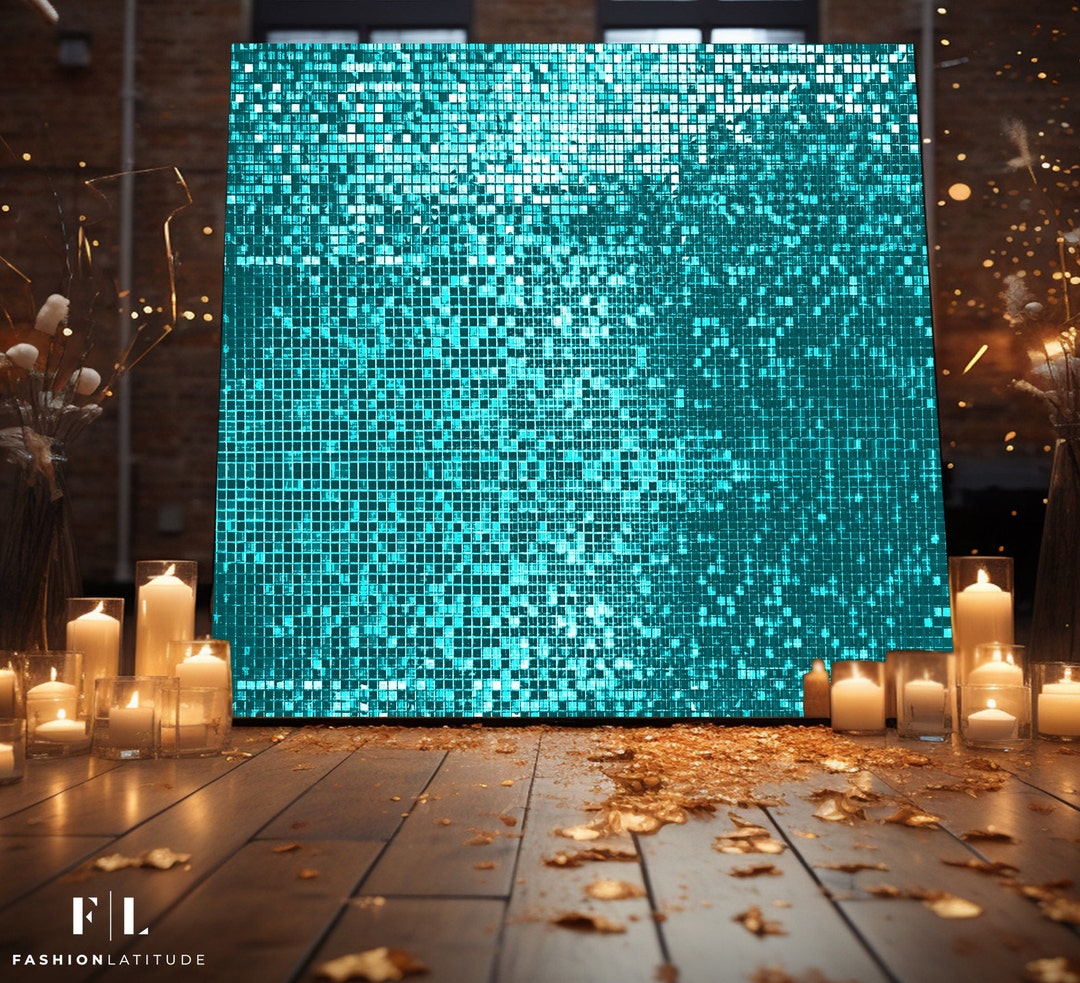 36 Turquoise Blue 12x12 Shimmer Sequins Wall Panels clear Back for