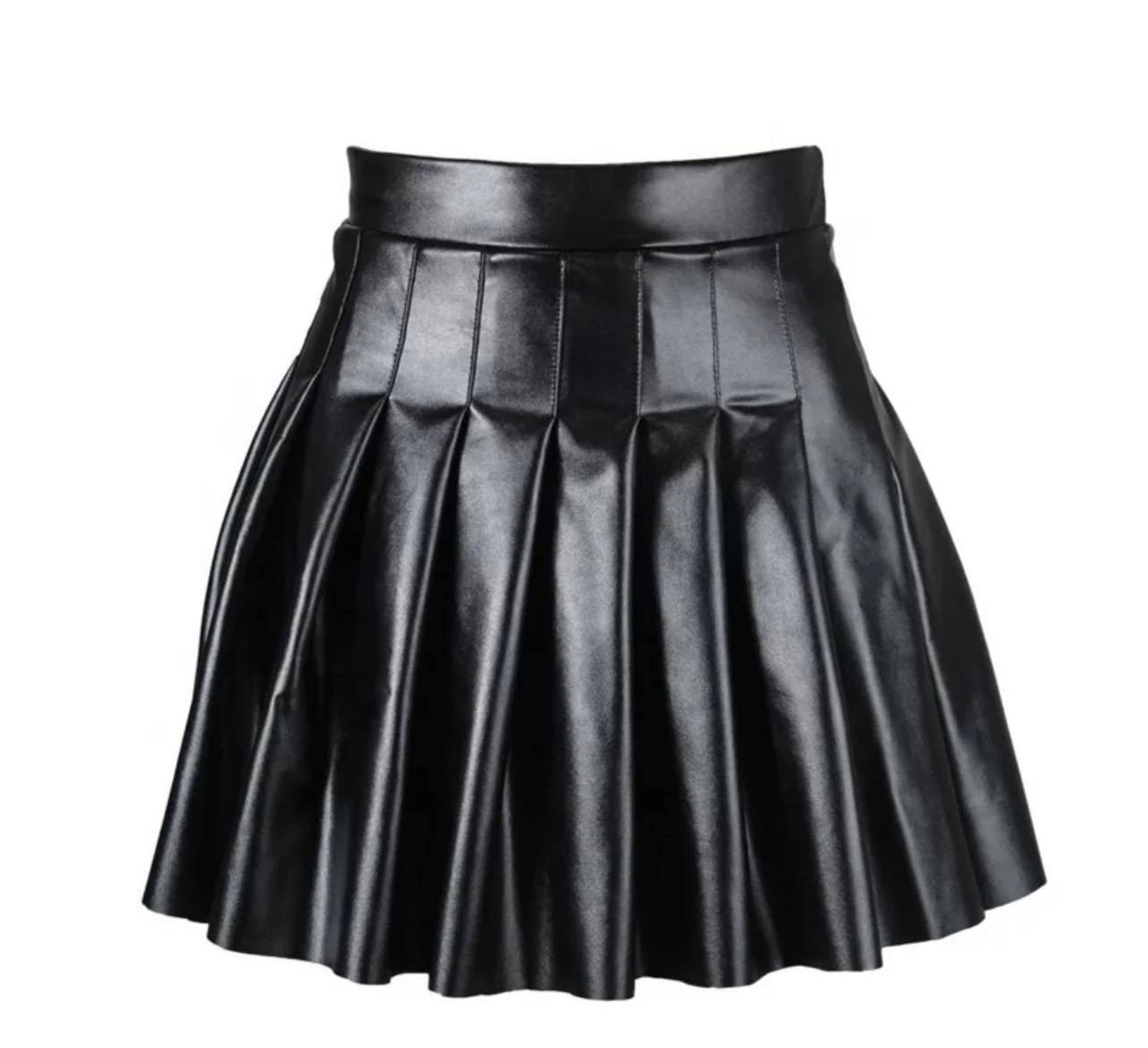 Pleated Leather Skirt Etsy Canada