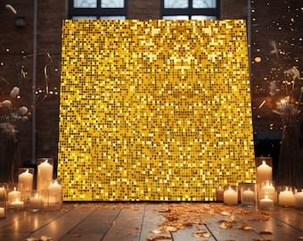 36 Gold 12"x12" Shimmer Sequin Wall Panels "Clear Back" for Backdrop Photo Booth Wedding / Graduation /Birthday Party Decoration