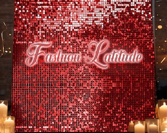 36 Panels Red 12"x12" Shimmer Sequin Wall Panels "Clear Back" for Backdrop Photo Booth Wedding / Graduation /Birthday Party Decoration