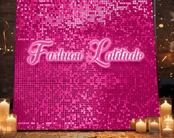 36 Hot Pink 12"x12" Shimmer Sequins Wall Panels "Clear Back" for Backdrop Photo Booth Wedding / Graduation /Birthday Party Decoration