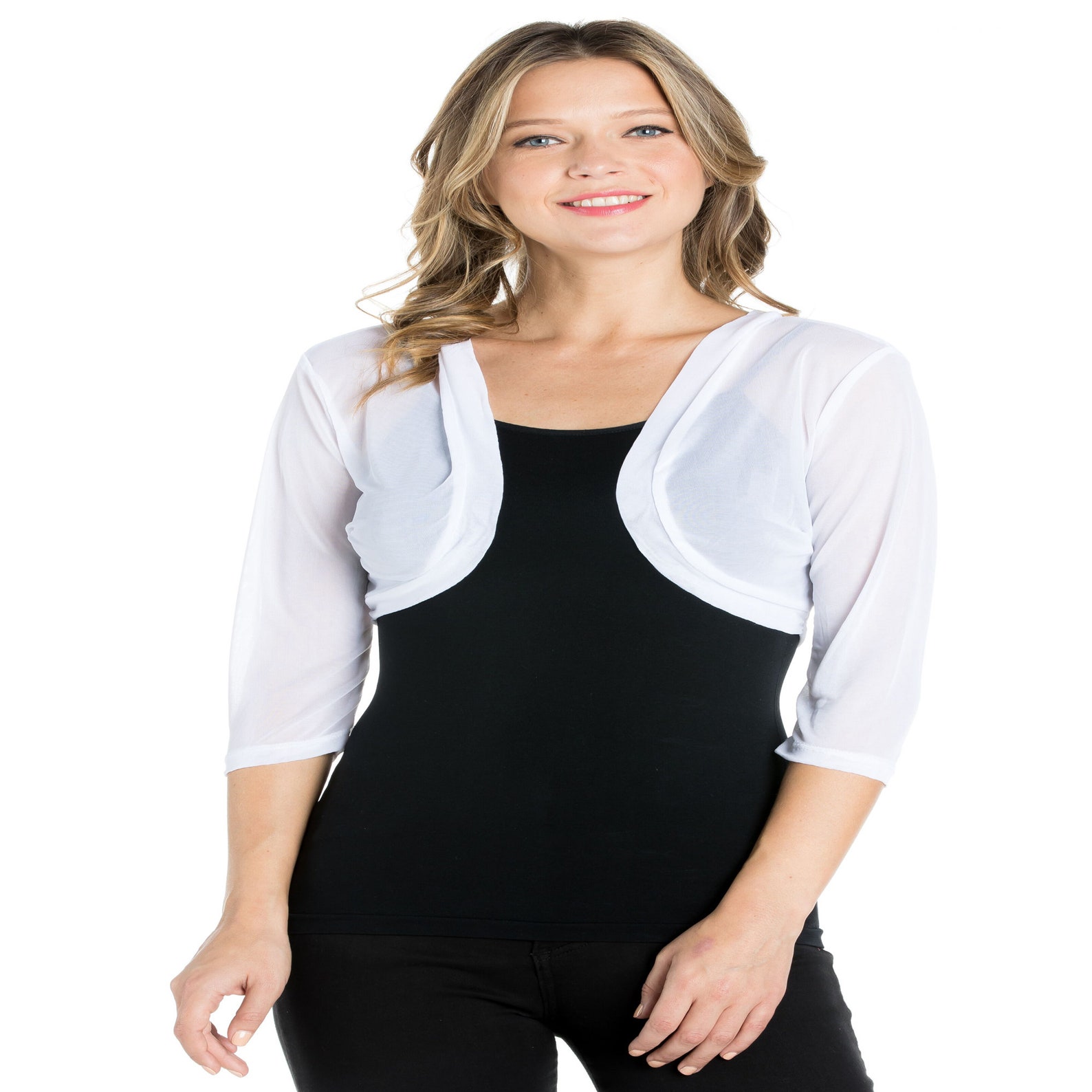 Women Chiffon Bolero Shrug 3/4 Sleeve Fitted Cropped Open | Etsy