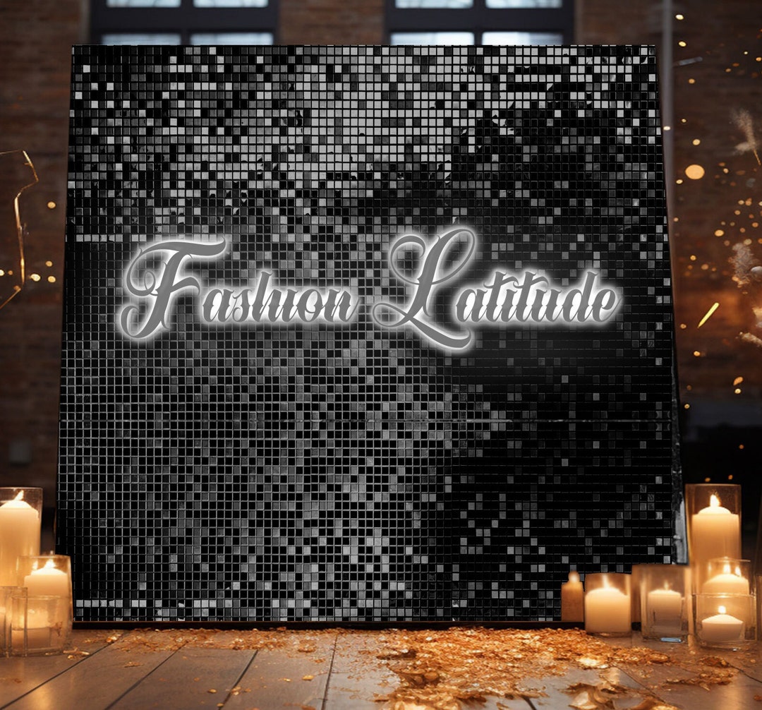 36 Black 12x12 Shimmer Sequin Wall Panels clear Back for Backdrop Photo