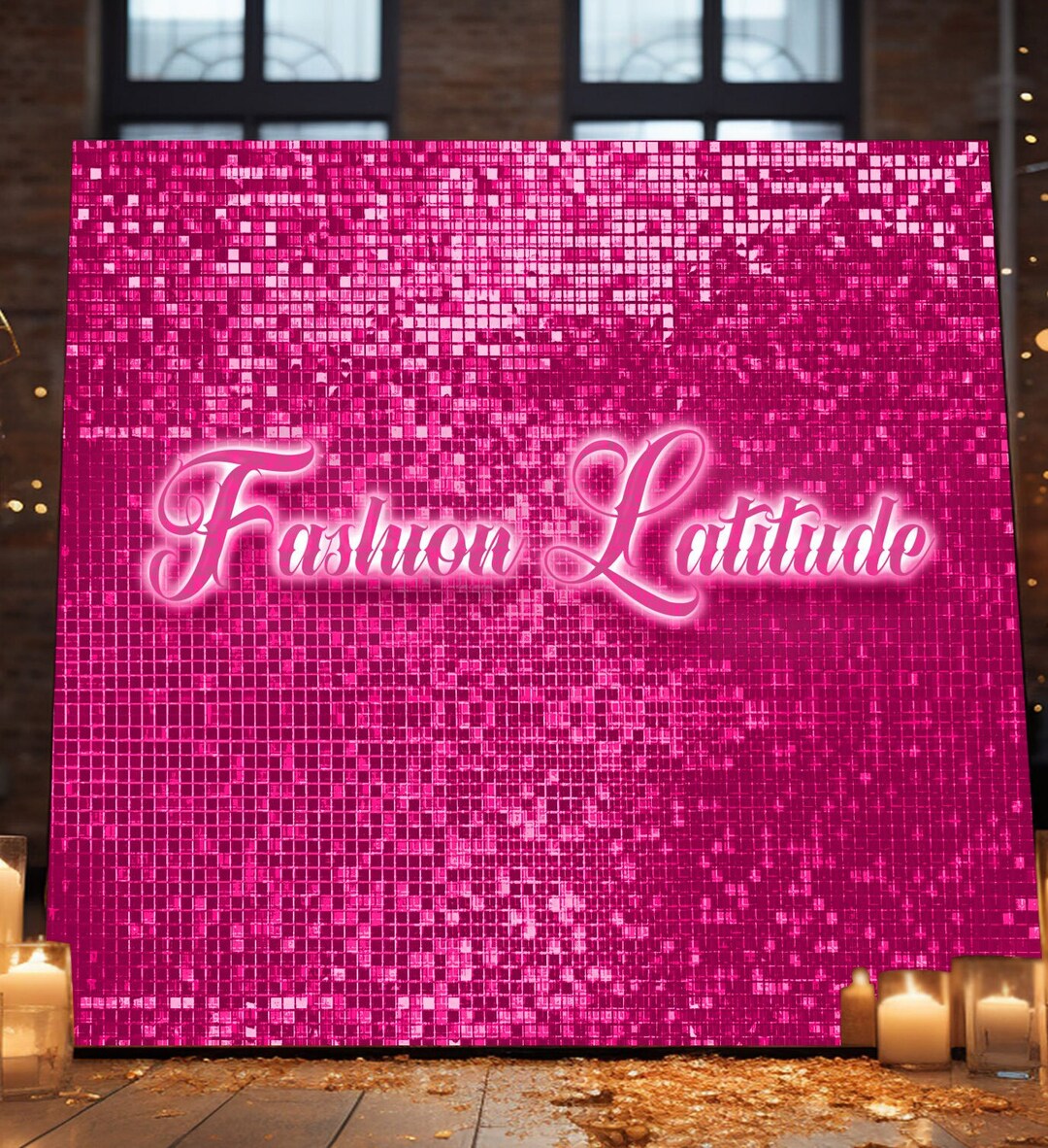36 Hot Pink 12x12 Shimmer Sequins Wall Panels clear Back for Backdrop
