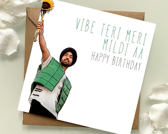 Vibe Teri Meri Mildi Aa / Diljit inspirado Rangolicards, Rangoliofficial, South-Asian, Desi Cards, Punjabi, Birthday Card, Anniversary,