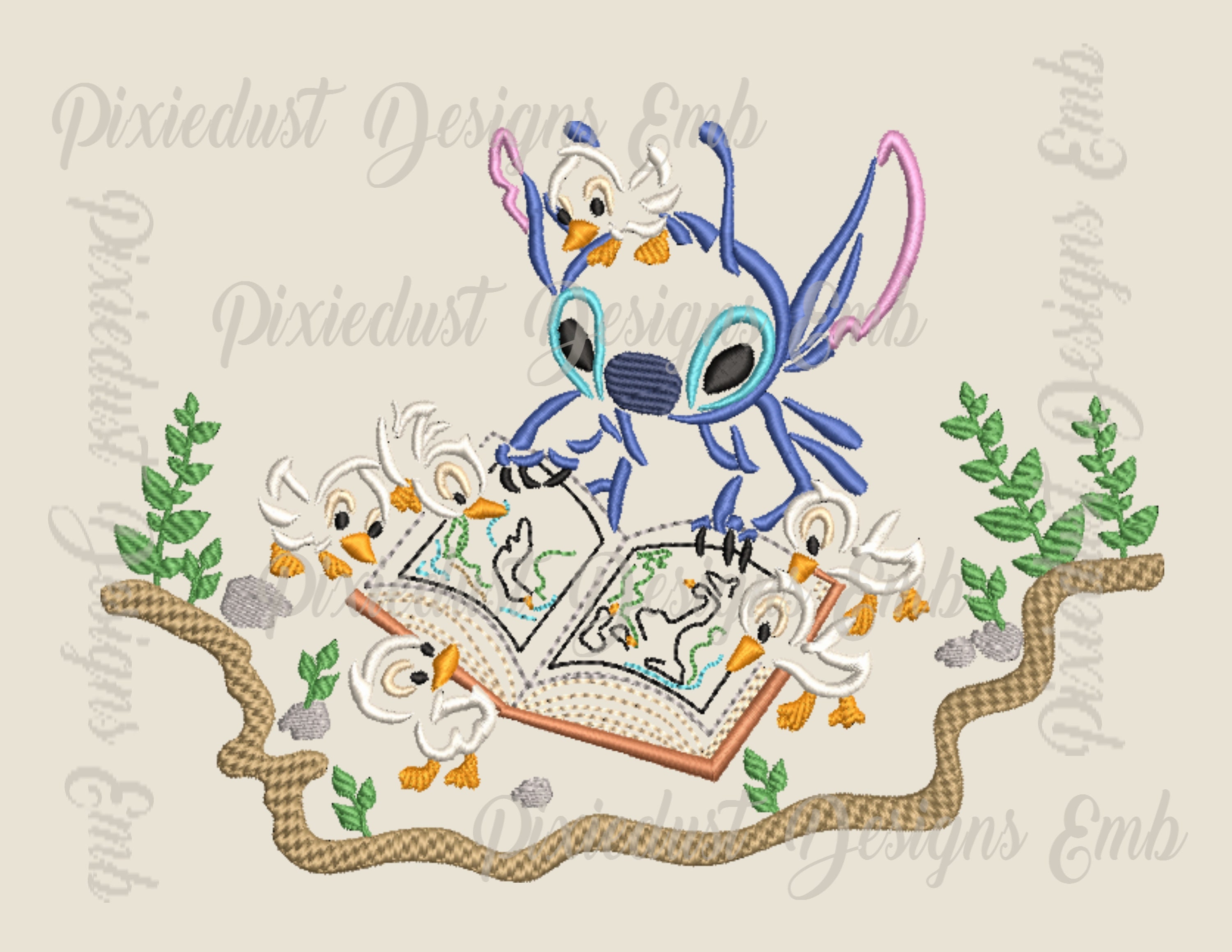 Stitch reading to ducks from Lilo and Stitch Disney sketch Etsy