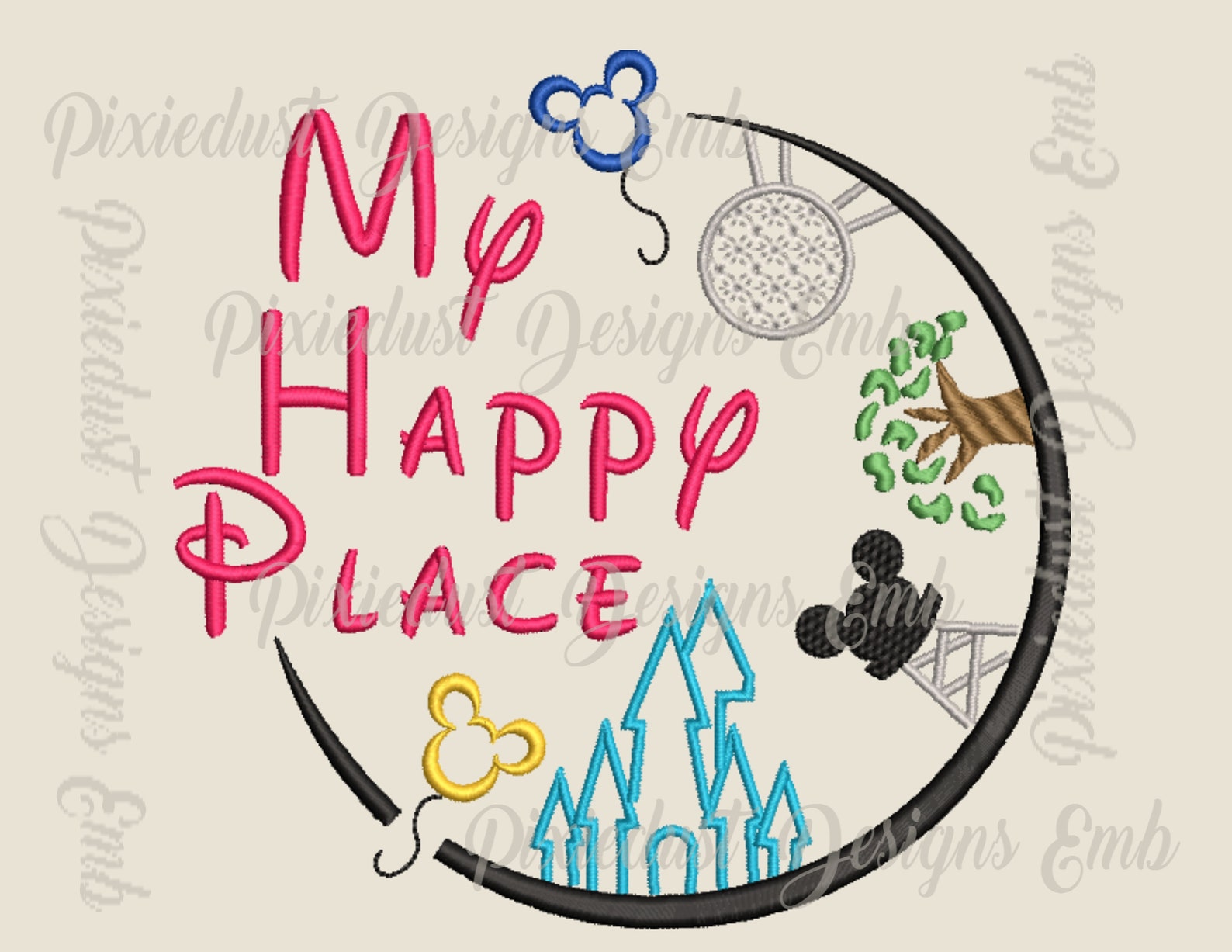 My happy place Disney parks Disney embroidery sketch design Etsy