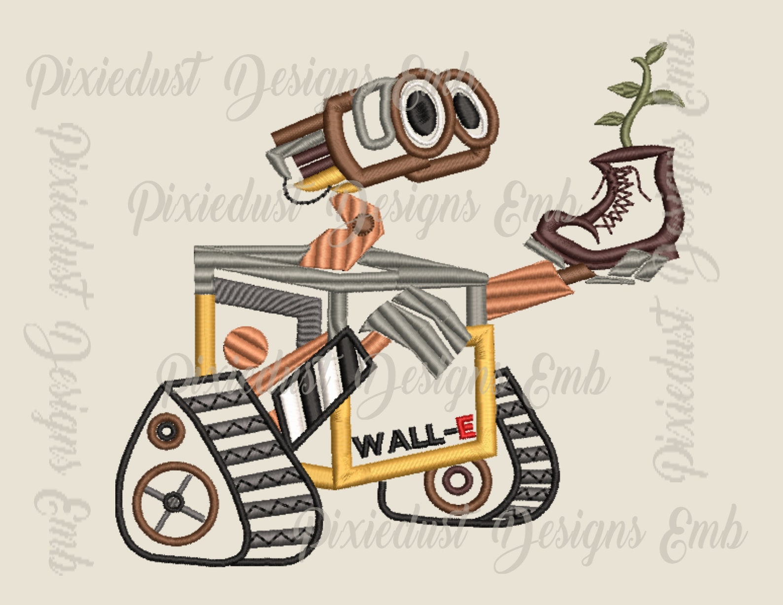 WallE from WallE Disney Pixar sketch digital embroidery Etsy