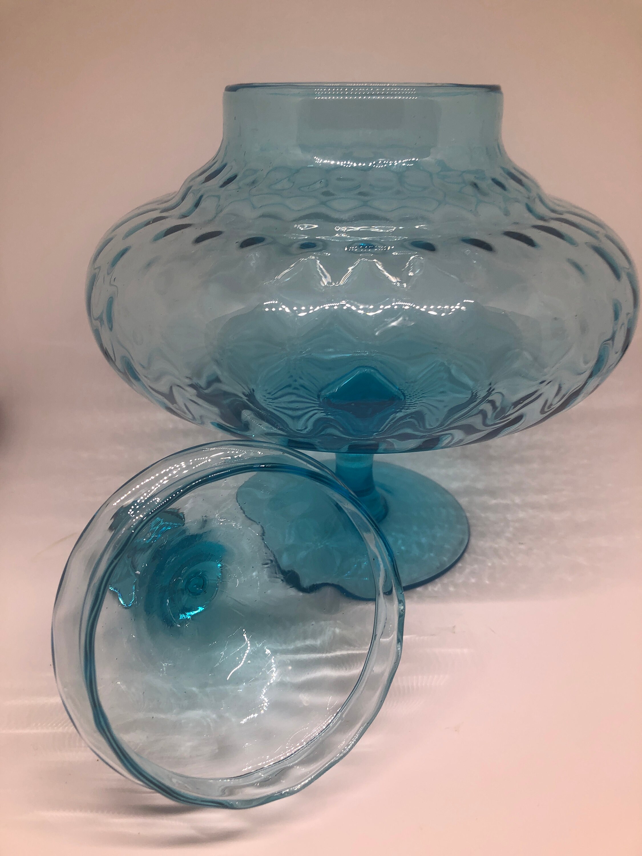 Vintage Brilliant Blue Depression Glass Candy Dish large Etsy