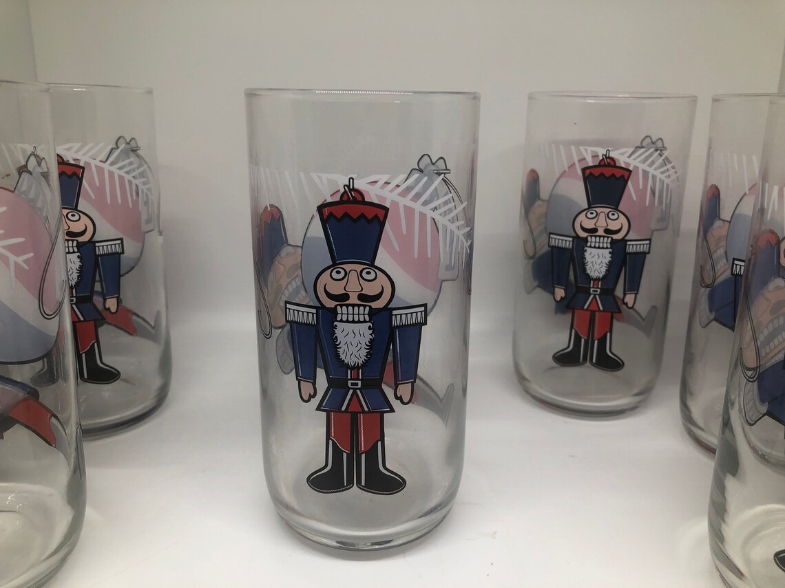 Vintage Pepsi Christmas Nutcracker Winter Glasses 1984 Set Etsy